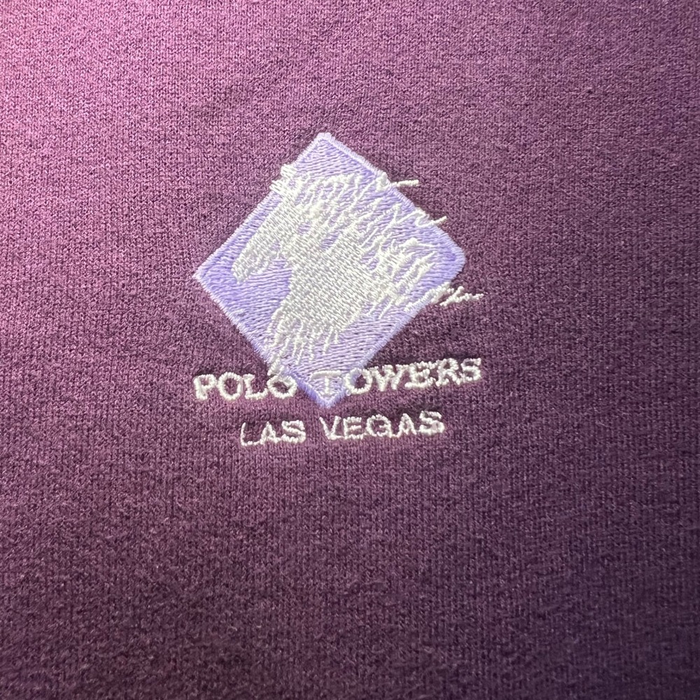VTG Jerzees Polo‎ Towers Las Vegas Nevada 1/4 Zip Sweater Womens L 90s USA Made - Picture 3 of 7